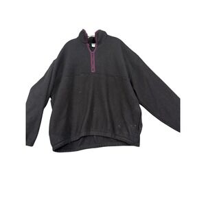 Vintage Cheetah Sweatshirt Mens XL Black Fleece 1/4 Zip Mock Neck Pullover 90s